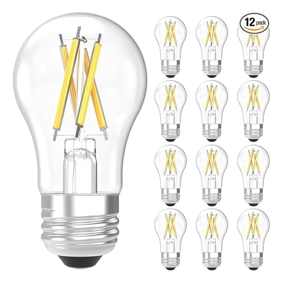 Sunco 12 Pack A15 3000K Light Bulbs LED, Edison Style Bulb, Dimmable Vintage Filament Lighting, 800 LM, 7W (60W Equivalent), Warm White, E26 Medium Base, Wet Rated UL