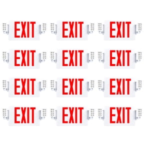 Sunco 12 Pack Exit Signs With Emergency Lights, Two Adjustable LED Lights With Backup Battery, Red, 94V-0 Fire Resistant, 120-277V, Wall Or Ceiling Mount, Commercial Grade Double Sided UL.