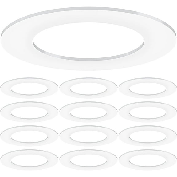 Sunco 12 Pack Goof Rings for 4 Inch Recessed Lights White Can Light Goof Trim Ring, Outer Diameter 6.7-inch, Inner Diameter 4.25-inch, Durable Plastic Design, Matte Finish, Flush Mount.