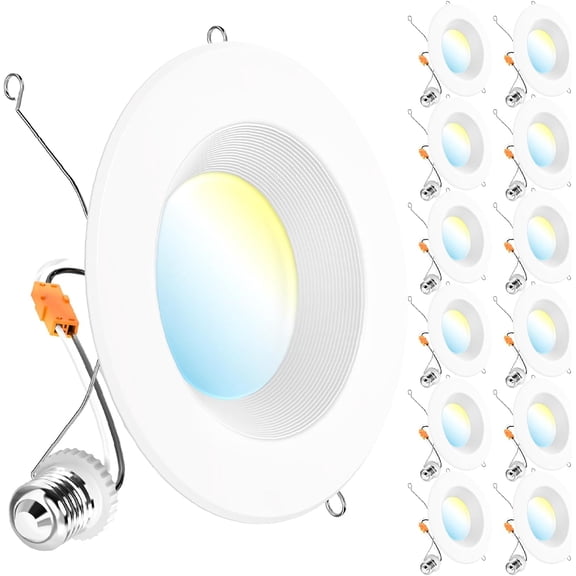 Sunco 12 Pack LED Recessed Lighting 6 Inch, Retrofit Can Lights, 965LM, 13W (100W Equivalent), Selectable CCT 2700K/3000K/3500K/4000K/5000K, Dimmable, Baffle Trim, Damp Rated UL