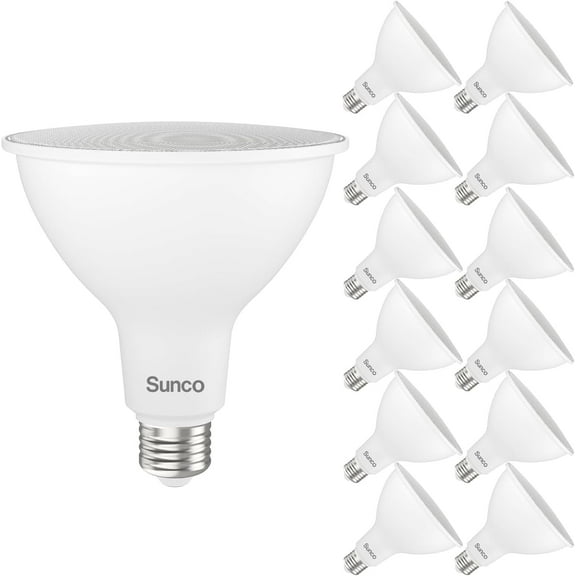Sunco 12 Pack Outdoor Flood Light Bulbs PAR38 LED Flood Lights Waterproof 1800 LM 15W (150W Equivalent) 5000K Daylight Dimmable E26 Base Wet Rated UL.