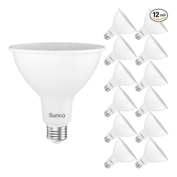 Sunco 12 Pack PAR38 LED Flood Light Outdoor Bulb, Exterior Waterproof Spotlight Lighting, 2800 LM, 20W (250W Equivalent), 5000K Daylight, Dimmable, E26 Medium Base UL