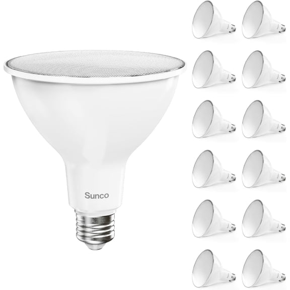 Sunco 12 Pack PAR38 LED Flood Light Outdoor Bulbs Exterior Spotlight Bulbs Weatherproof 1050 LM 13W (100W Equivalent) 5000K Daylight Wet Rated Dimmable E26 Base UL
