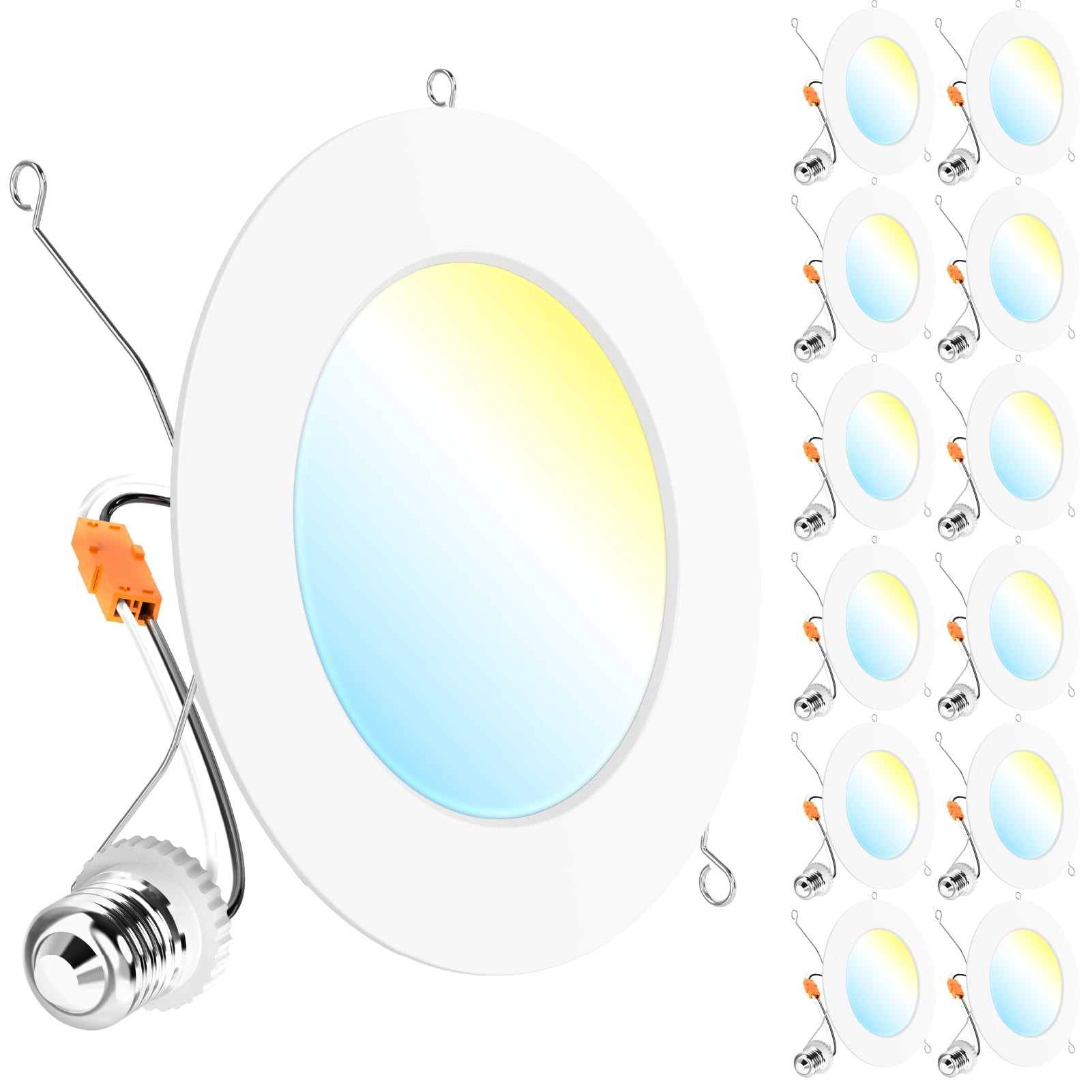 Sunco 12 Pack Retrofit LED Recessed Lighting 6 Inch, Can Lights For Ceiling, 1200 LM, 15W, Selectable CCT 2700K/3000K/4000K/5000K/6000K, Dimmable, Ultra Thin Flat Light Fixture