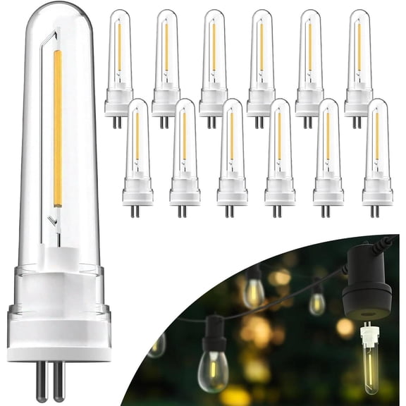 Sunco 12 Pack String Light Bulb Replacement, S14 LED Bulbs for Outdoor Lighting,