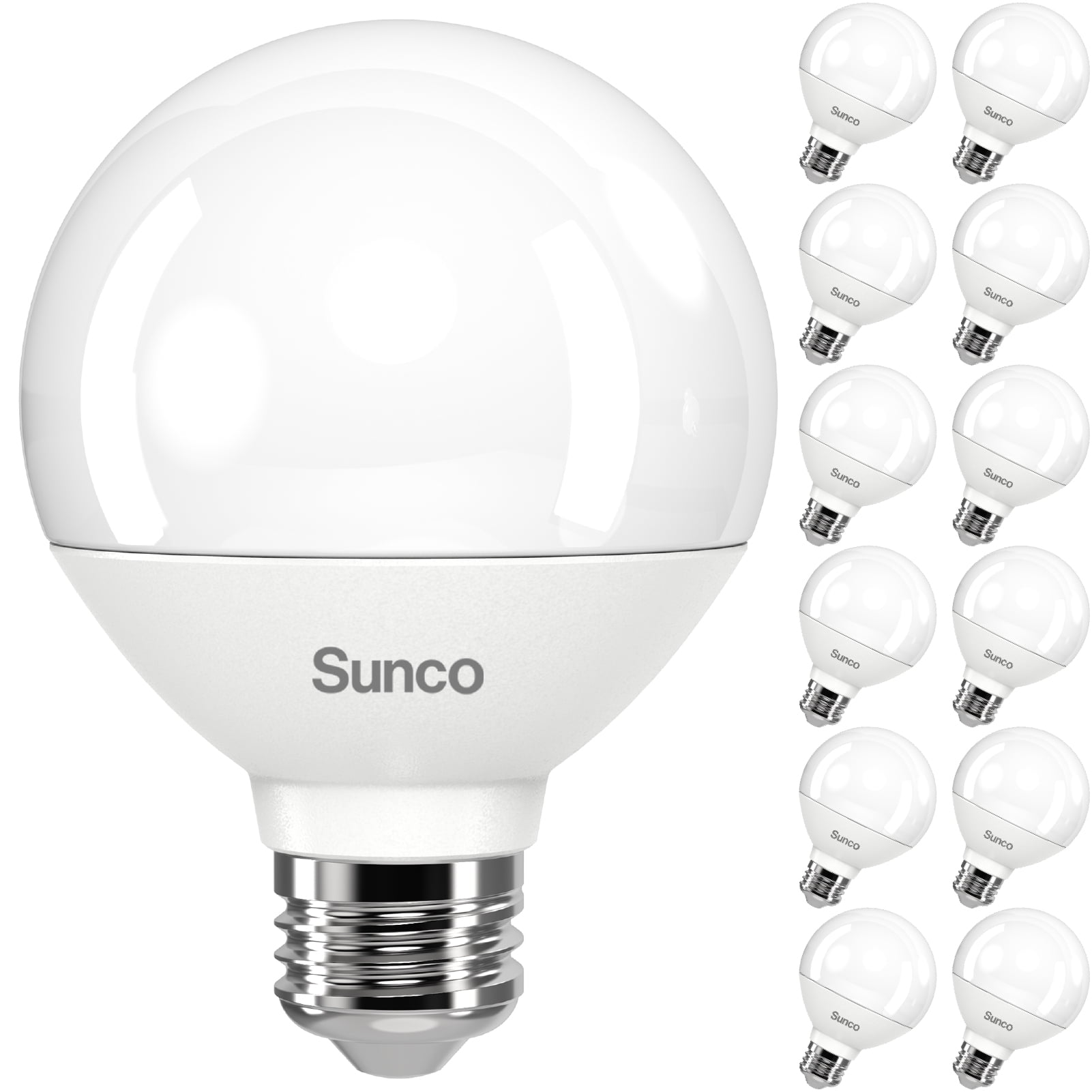Sunco 12 Pack Vanity Globe Light Bulbs G25 LED for Bathroom Mirror, High Output 1000 LM, 100W Equivalent 11W, 2700K Soft White, Dimmable, E26 Base, Round Frosted Decorative Bulb.