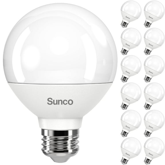 Sunco 12 Pack Vanity Globe Light Bulbs G25 LED for Bathroom Mirror, High Output 1000 LM, 100W Equivalent 11W, 4000K Cool White, Dimmable, E26 Base, Round Frosted Decorative Bulb.
