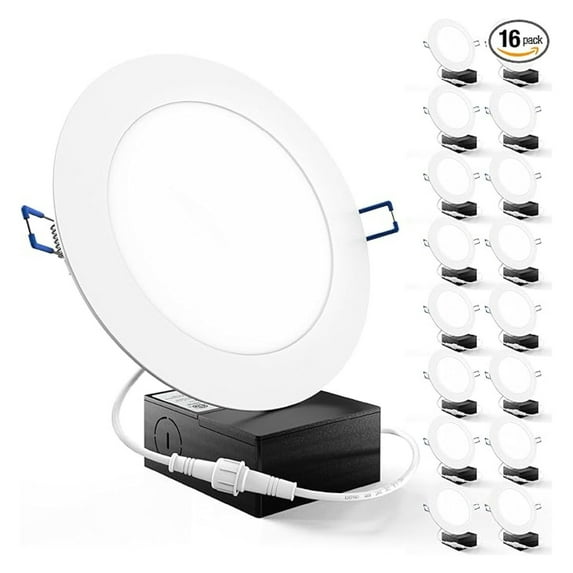 Sunco 16 Pack 6 Inch Ultra Thin LED Recessed Ceiling Lights Smooth Trim 5000K Daylight Dimmable 14W=100W Wafer Thin Canless with Junction Box.