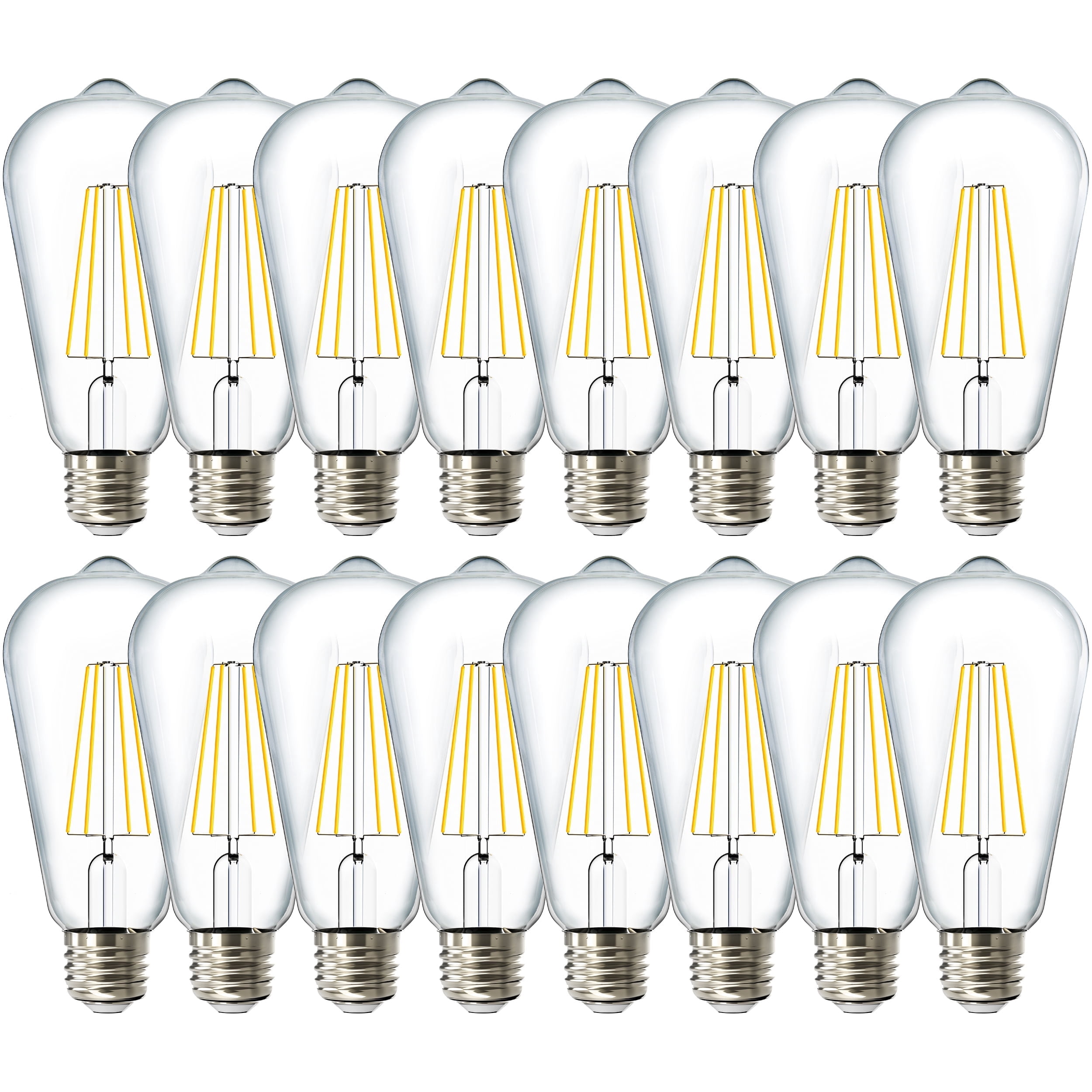 Sunco 16 Pack 60W Vintage LED Edison Bulbs Equivalent 8.5W CRI92 800 Lumens, Dimmable ST64 Filament 6000K Daylight Deluxe E26 Medium Base Light Bulbs High Brightness,Waterproof - UL