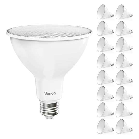 Sunco 16 Pack Outdoor Flood Light Bulb LED PAR38, Exterior Spotlight Bulbs, Weatherproof, 1050 LM, 13W (100W Equivalent), 3000K Warm White, Wet Rated, Dimmable, E26 Base UL