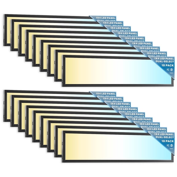 Sunco 18 Pack 1x4 LED Flat Panel Lights, 3CCT Selectable, 30-46W, Dimmable