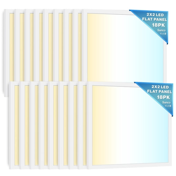 Sunco 18 Pack 2x2 LED Flat Panel Lights, Dual Selectable, 30-40W, Dimmable