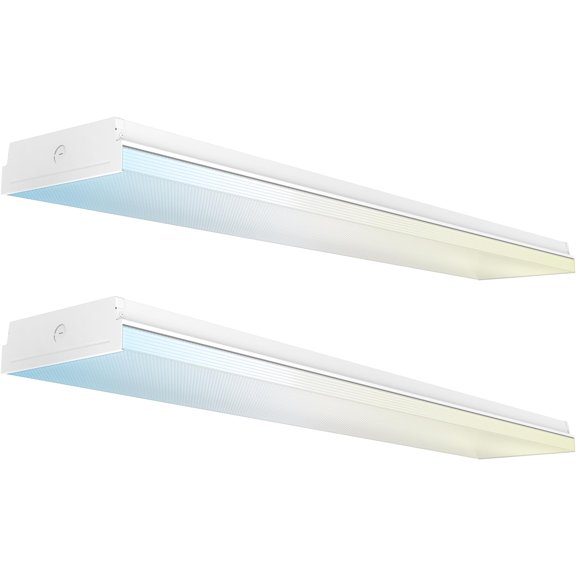 Sunco 2 Pack 4FT LED Prisma Wraparound Shop Light, 3CCT, Non-Dimmable