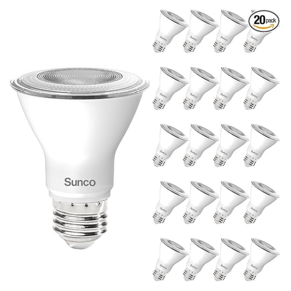 Sunco 20 Pack PAR20 LED Bulbs, Flood Light Bulb Outdoor, 500 LM, 7W (50W Equivalent), 3000K Warm White, E26 Medium Base, Dimmable, Track Lighting for Indoor/Outdoor Use, Wet Rated UL