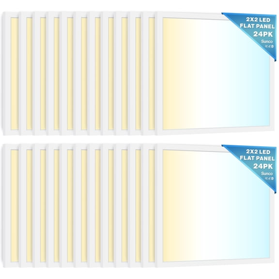 Sunco 24 Pack 2x2 LED Flat Panel Light, 40W, 3CCT, 4400LM, Dimmable