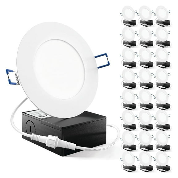 Sunco 24 Pack 4 Inch LED Recessed Lights, Slim Canless Ceiling Lighting, 650 LM, 10W (60W Equivalent), 4000K Cool White, Dimmable, Wafer Thin, Ultra Thin with Junction Box ETL