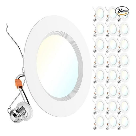 Sunco 24 Pack 6 Inch LED Recessed Light Retrofit, Can Lights for Ceiling, 1700 LM High Brightness, Selectable CCT 2700K/3000K/4000K/5000K/6000K, 17W=120W, Dimmable, Baffle Trim, Damp Rated UL