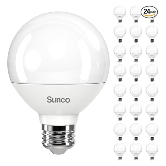 Sunco 24 Pack G25 LED Light Bulbs, Globe Vanity Lights for Bathroom High Output, 1000 LM, 11W (100W Equivalent), 2700K Soft White, Dimmable, E26 Base, Round Frosted Decorative Bulb UL.