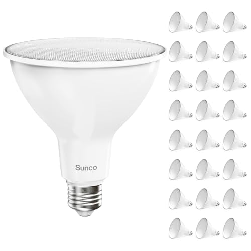 Sunco 24 Pack PAR38 LED Outdoor Flood Light Bulb, Ultra Bright, 2800 LM, 20W (250W Equivalent), 3000K Soft White, Dimmable, E26 Medium Base, for Security Garage Yard Driveway, UL