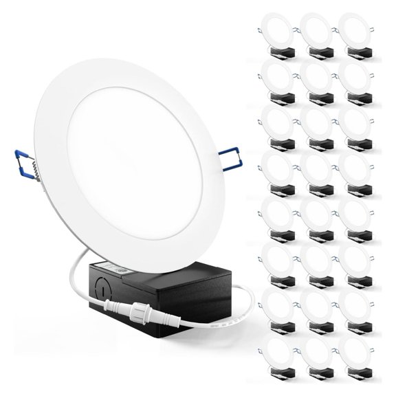 Sunco 24 Pack Recessed Lighting 6 Inch LED, Canless Ceiling Lights Slim with Junction Box, 850 LM, 14W (100W Equivalent), 6000K Daylight Deluxe, Dimmable, Wafer Thin, 50000 Hours ETL.