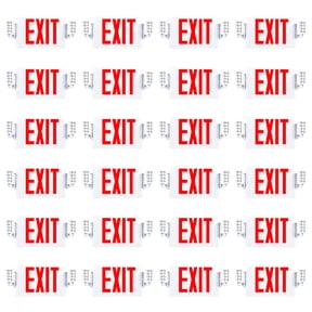 Sunco 24 Pack Red Exit Signs With Emergency Lights, Two Adjustable LED Lights, 94V-0 Fire Resistant, Backup Battery, 120-277V, Wall Or Ceiling Mount, Commercial Grade Double Sided UL.