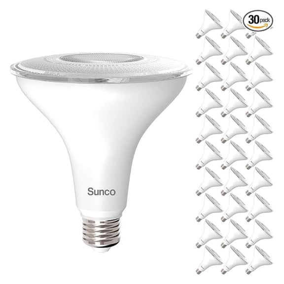 Sunco 30 Pack Outdoor LED Flood Home Patio Driveway Light, Waterproof PAR38 LED Bulb, CRI90, 3000K Warm White, 1050 Lumens, 100W Equivalent 13W, Dimmable, Wet-Rated, E26 Base UL
