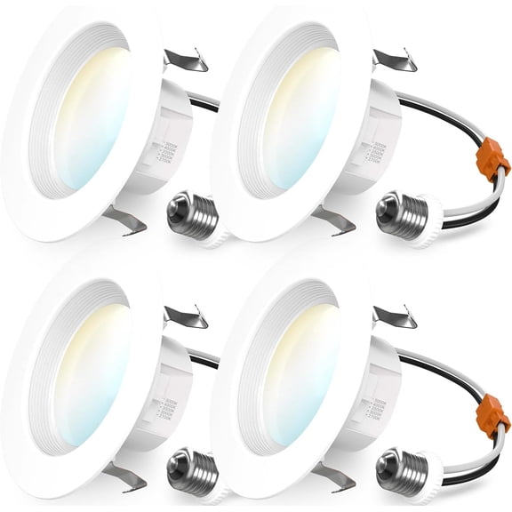 Sunco 4 Inch LED Recessed Lights, Retrofit Can Lighting, 660 LM, 11W (40W Equivalent), Selectable CCT 2700K/3000K/3500K/4000K/5000K, Dimmable, Baffle Trim, Replacement Conversion Kit UL 4 Pack