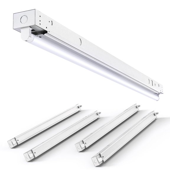 Sunco 4 Pack 4FT T8 LED-Ready Strip Light Fixture, Single Lamp, Indoor