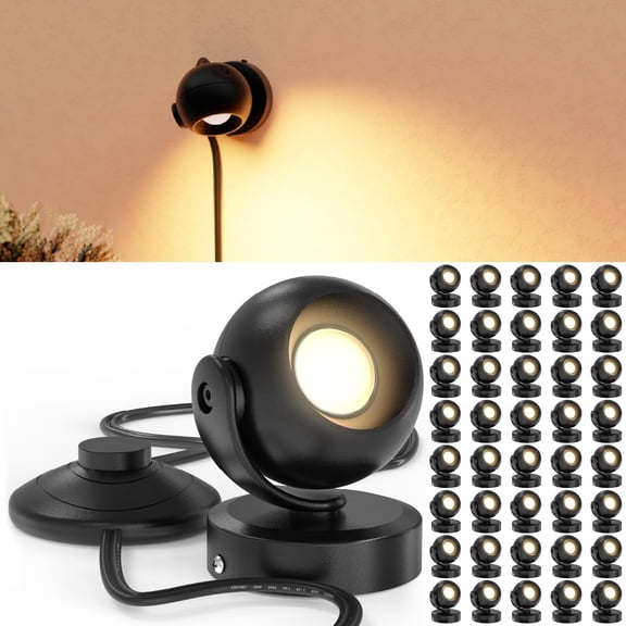 Sunco 40 Pack Plug-In LED Orb Uplight Spotlights with Step Switch, 3W, 300 Lumens, 3CCT 2700K/4000K/5000K, Non-Dimmable