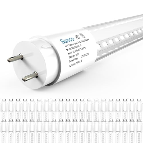 Sunco 40 Pack 4 Foot T8 LED Tube Light Bulbs, 5000K, 20W, Hybrid A+B