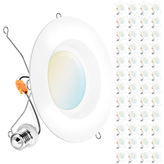 Sunco 48 Pack 6 Inch LED Can Lights, Retrofit Recessed Lighting, Smooth Trim, 965 LM, 13W (75W Equivalent), Selectable CCT 2700K/3000K/3500K/4000K/5000K, Dimmable, Damp Rated UL