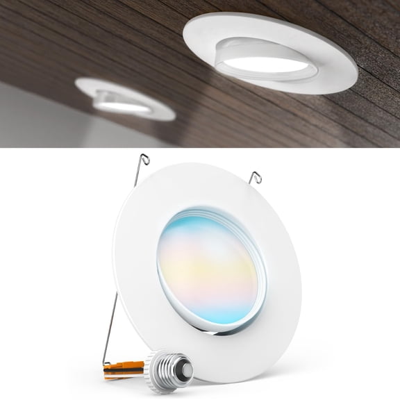 Sunco 5/6 Inch LED Can Lights Retrofit Recessed Lighting, Gimbal Downlight Adjustable, 800 LM, 12W=60W, Selectable CCT 2700K/3000K/3500K/4000K/5000K, Dimmable, Damp Rated UL.