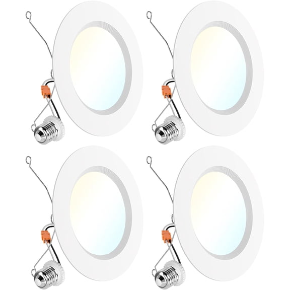 Sunco 6 Inch LED Recessed Light Retrofit, Can Lights for Ceiling, 1700 LM High Brightness, Selectable CCT 2700K/3000K/4000K/5000K/6000K, 17W=120W, Dimmable, Baffle Trim, Damp Rated UL 4 Pack.
