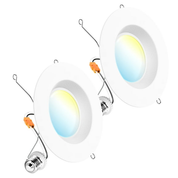 Sunco 6 Inch LED Recessed Light, Retrofit Downlight Can Lights for Ceiling, Baffle Trim, 1050 LM, 13W (75W Equivalent), Selectable CCT 2700K/3000K/3500K/4000K/5000K, Dimmable, Damp Rated UL 2 Pack