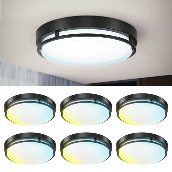 Sunco 6 Pack 16 Inch LED Ceiling Mount Light Fixture, Close to Ceiling Round Flat Light, 32W, 1700 LM, Selectable CCT 2700K/3000K/4000K/5000K/6000K, Dimmable, Hardwired ETL
