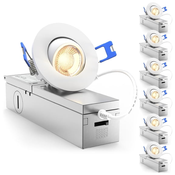 Sunco 6 Pack 2 Inch Canless Gimbal LED Recessed Lights, 5CCT, 5W, Dimmable