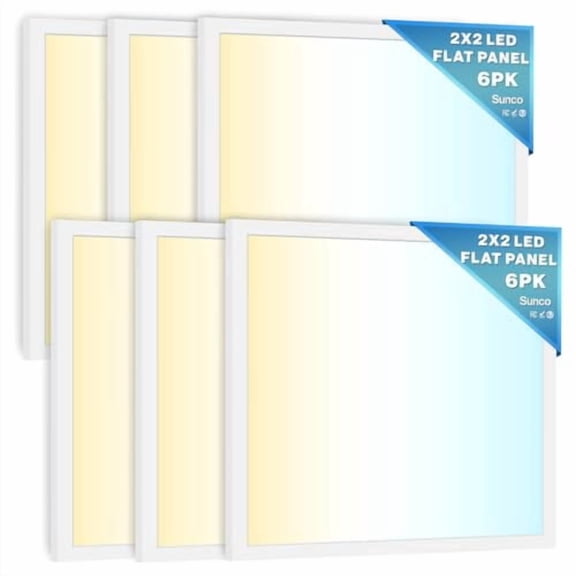 Sunco 6 Pack 2x2 LED Flat Panel Lights, Dual Selectable, 30-40W, Dimmable