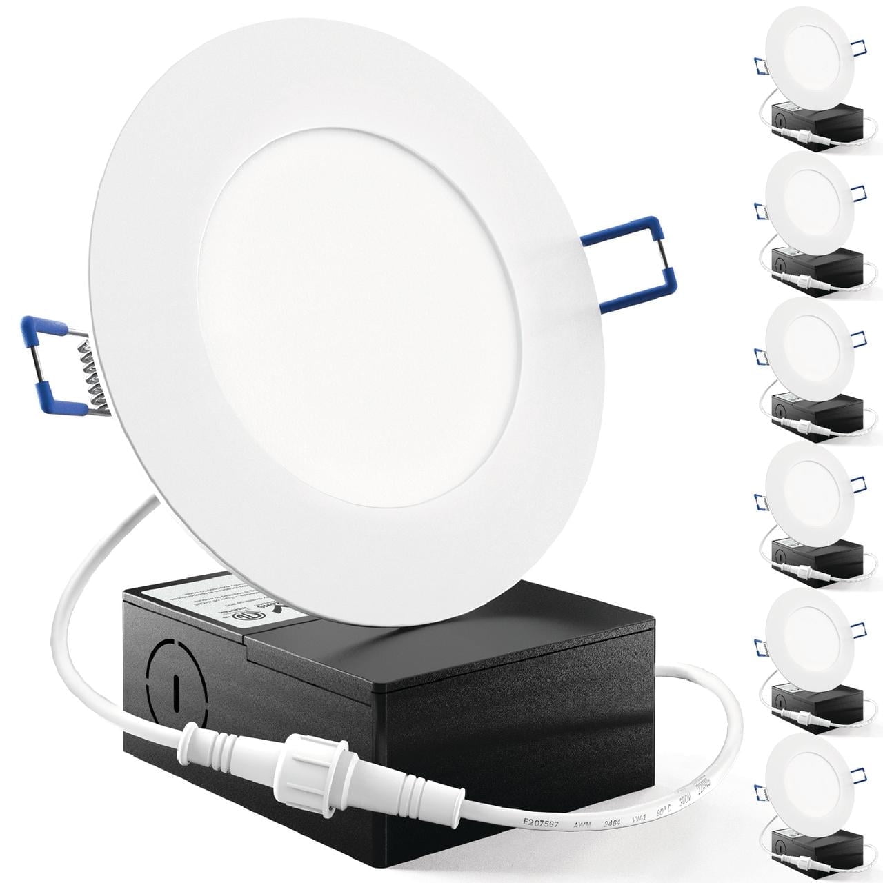 Sunco 6 Pack 4 Inch LED Recessed Lights, Slim Canless Ceiling Lighting, 650 LM, 10W (60W Equivalent), 6000K Daylight Deluxe, Dimmable, Wafer Thin, Ultra Thin with Junction Box ETL