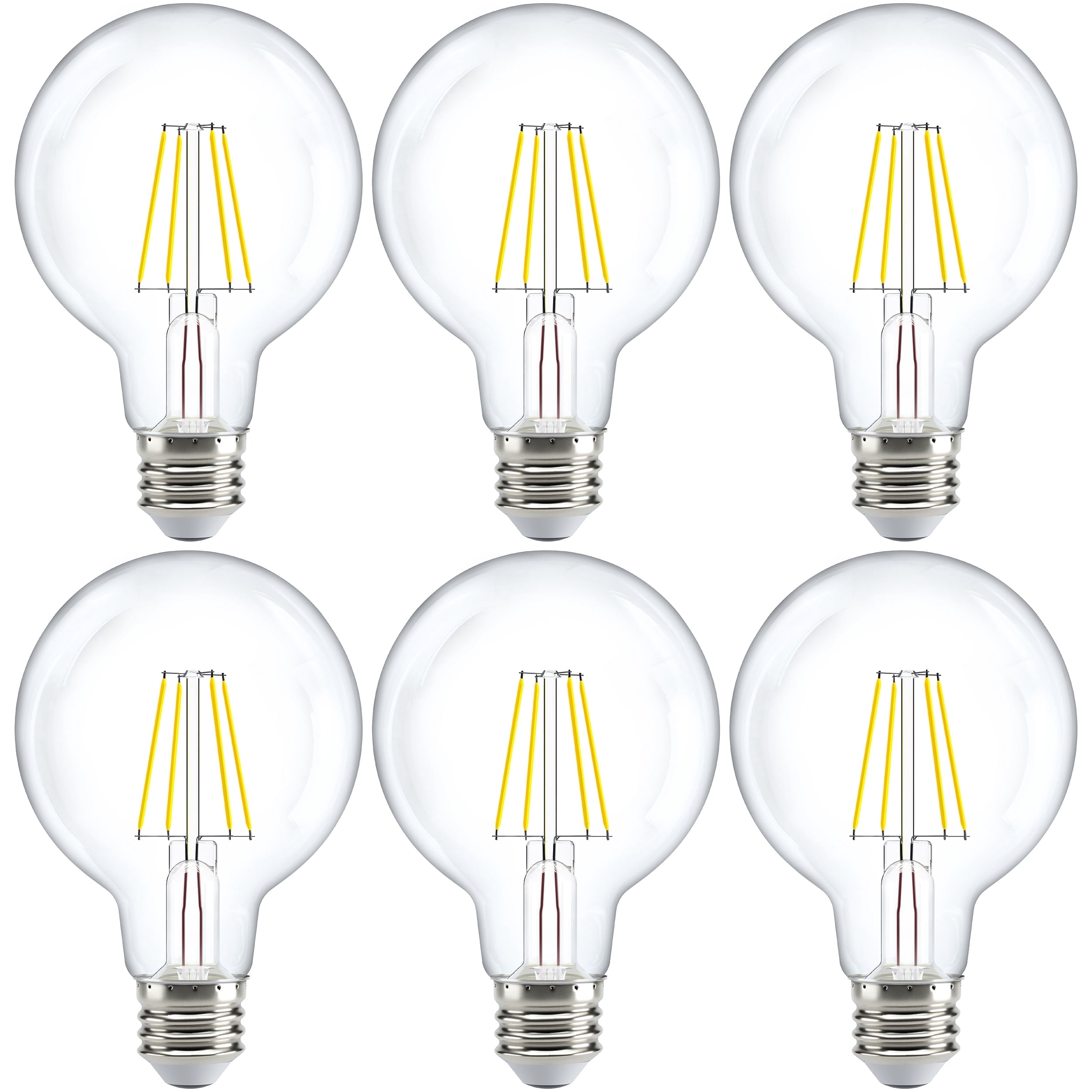 Sunco 6 Pack G25 Globe Light Bulbs LED Edison Vanity Light Bulbs, CRI90 5000K Daylight, Dimmable, 5W=60W, Clear Vintage Filament Globe, 500 Lumens, E26 Base Indoor Outdoor Clear UL.