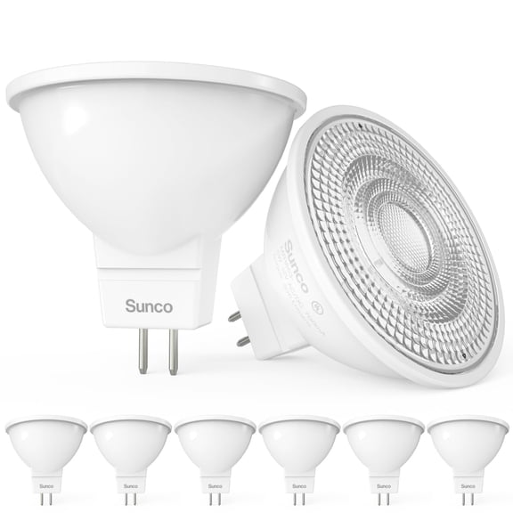 Sunco 6 Pack MR16 LED Light Bulb, 2 Pin GU5.3 Base, 5W=50W, 5000K Daylight, Dimmable, 500 LM, 25000 Lifetime Hours UL