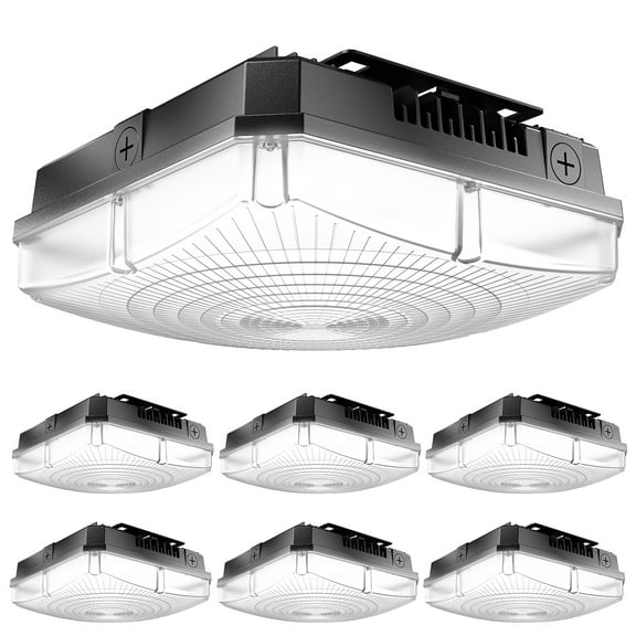 Sunco 6 Pack Outdoor Canopy Lights, LED Square Ceiling Exterior Carport Garage Patio Porch Light, Waterproof IP65, 60W, 8000 Lumens, 5000K Daylight, Dimmable (0-10V) ETL/DLC