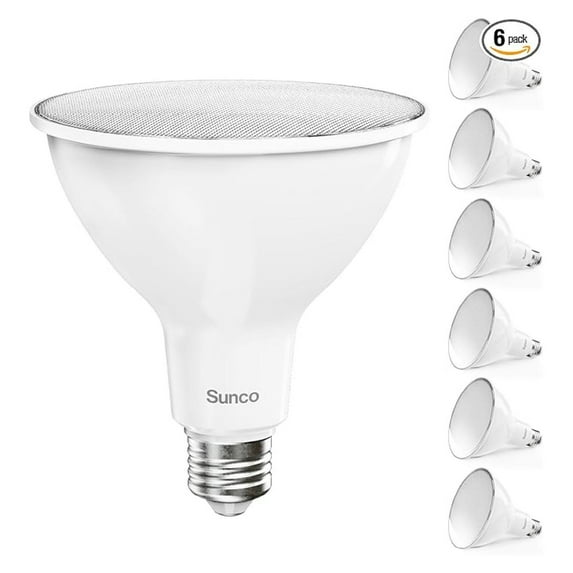 Sunco 6 Pack Outdoor Flood Light Bulb LED PAR38, Exterior Spotlight Bulbs, Weatherproof, 1050 LM, 13W (100W Equivalent), 3000K Warm White, Wet Rated, Dimmable, E26 Base UL.