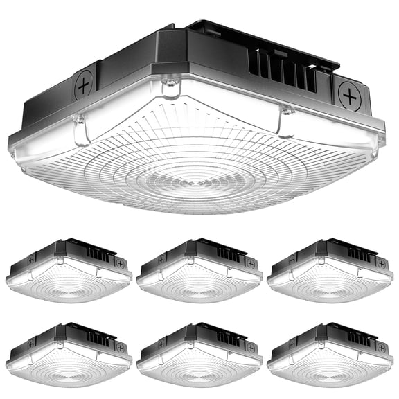 Sunco 6 Pack Square Canopy Light LED, Ceiling Commercial Outdoor, 40W, 5800 Lumens, 5000K Daylight, Dimmable (0-10V), Waterproof IP65, for Warehouse, Garage, Gas Station ETL/DLC