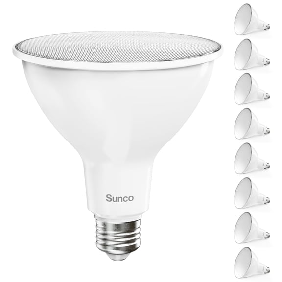 Sunco 8 Pack PAR38 LED Flood Light Bulb, 13W=100W, Dimmable, Waterproof