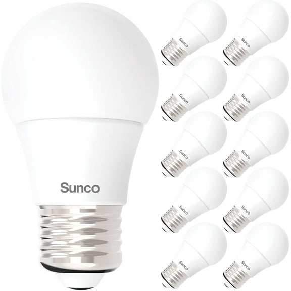 Sunco A15 LED Light Bulbs 10 Pack 60W Equivalent, 800 Lumens, Dimmable Appliance & Ceiling Fan Bulb, 3000K Soft White, E26 Medium Base A15 Bulb for Refrigerator & Indoor Lighting, UL Listed
