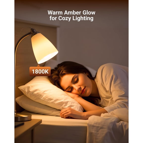 Sunco Amber Sleep Light Bulbs, Blue Light Blocking, A19 9W(60 Watt Equivalent) Dim Light Bulbs for Lamp, 1800K Warm Light Bulb, E26 for Healthy Sleep, Bedroom, Baby Nursery Light, 4 Pack