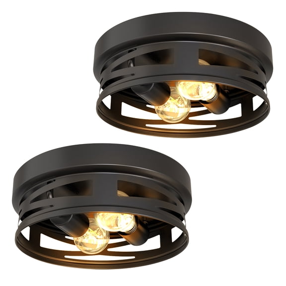 Sunco Flush Mount Ceiling Light, Farmhouse Light Fixtures, Hallway Ceiling Light Arcadia Industrial, 11" Diameter, 800 LM, Dimmable A19 Edison LED Bulbs Included, E26 Base, 8.5W=60W UL/ETL/T20 2 Pack