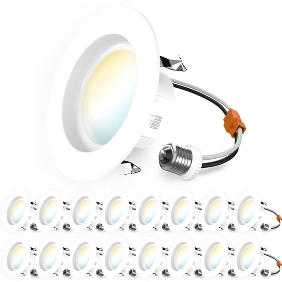 Sunco LED Recessed 4 Inch, 16 Pack Selectable 2700K/3000K/3500K/4000K/5000K, Dimmable Can Lights, Smooth Trim, 11W=40W, 660LM, Damp Rated, Retrofit Installation - UL Certified