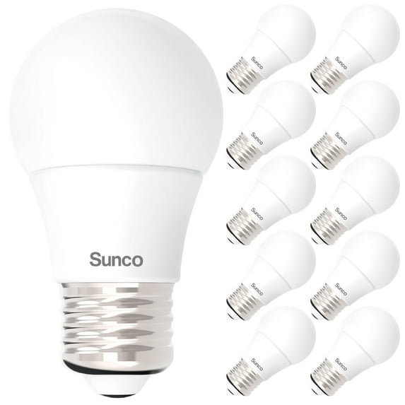 Sunco 10 Pack A15 LED Ceiling Fan Light Bulbs E26 Medium Base CRI92 4000K Cool White 8W Equivalent 60W, 800 Lumens, Dimmable Waterproof Super Bright Appliance Indoor Outdoor UL