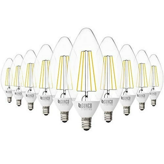 Sunco Lighting 10 Pack B11 LED Candelabra Bulb, Dusk to Dawn, 5W=40W, 2700K Soft White, Edison Vintage Filament, 500 LM, E12 Base, Outdoor Decorative Light for Sconces - UL